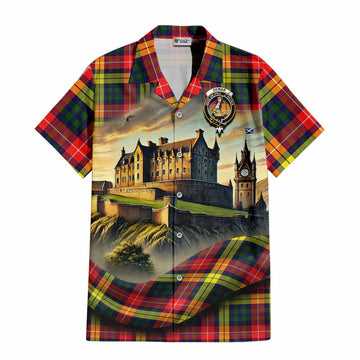 Dewar Tartan Family Crest Hawaiian Shirt with Scottish Ancient Castle Style Kid - Tartan Vibes Clothing