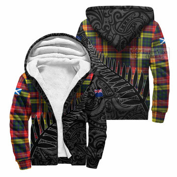 Dewar Crest Tartan Sherpa Hoodie with New Zealand Silver Fern Half Style Unisex S - Tartan Vibes Clothing