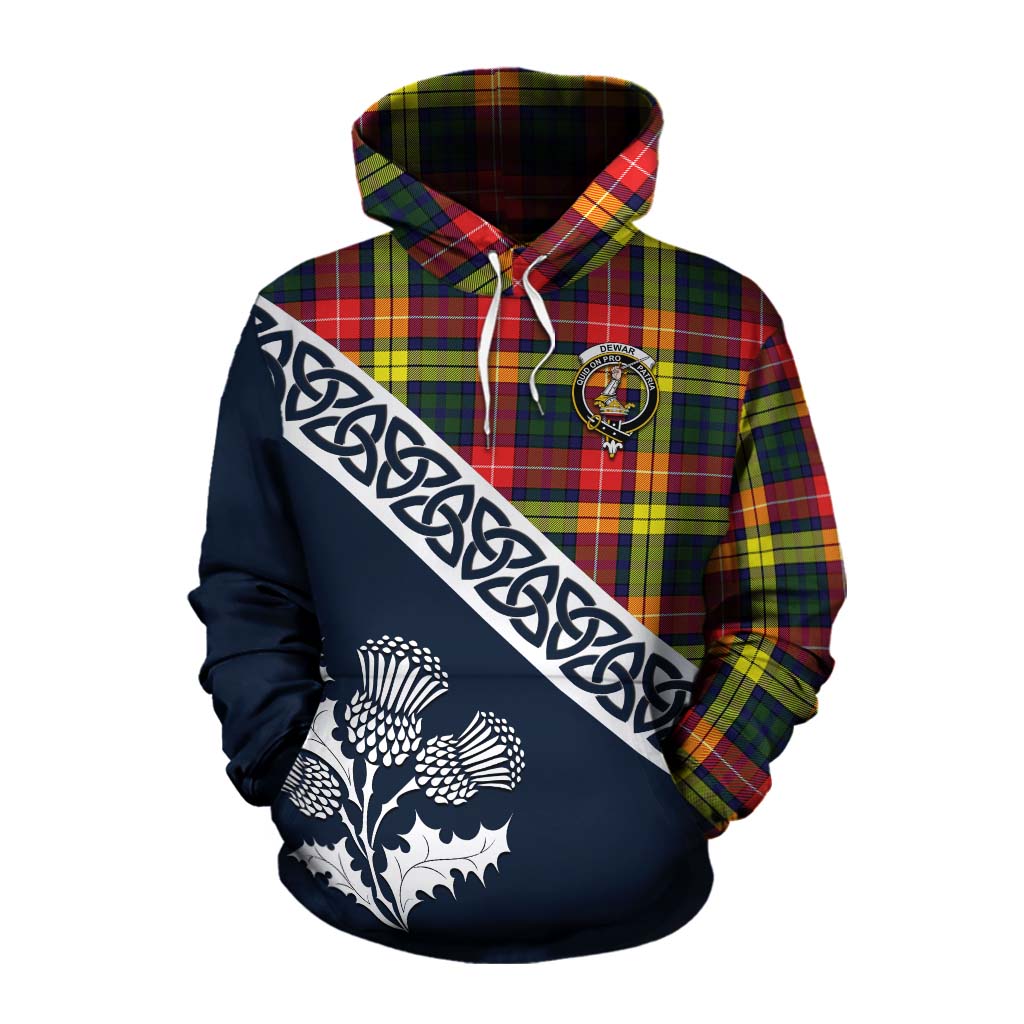 Dewar Tartan Cotton Hoodie Featuring Thistle and Scotland Map Pullover Hoodie XS - Tartan Vibes Clothing