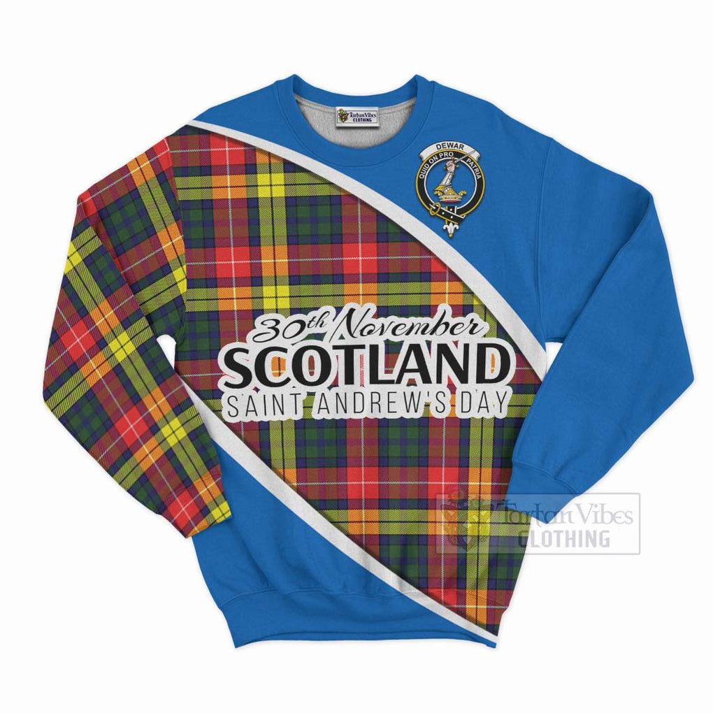 Dewar Family Crest Tartan Sweatshirt Celebrate Saint Andrew's Day in Style Unisex - Tartan Vibes Clothing