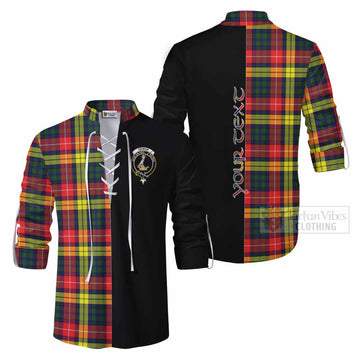 Dewar Tartan Ghillie Kilt Shirt with Family Crest and Half Of Me Style Men - Tartan Vibes Clothing