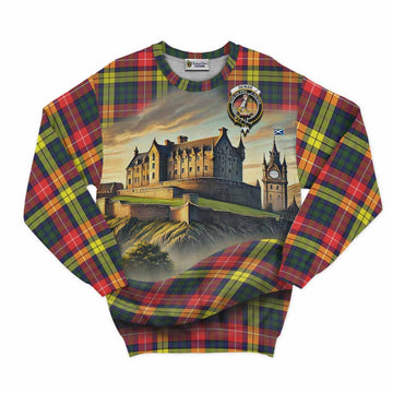 Dewar Tartan Family Crest Sweatshirt with Scottish Ancient Castle Style Unisex - Tartan Vibes Clothing