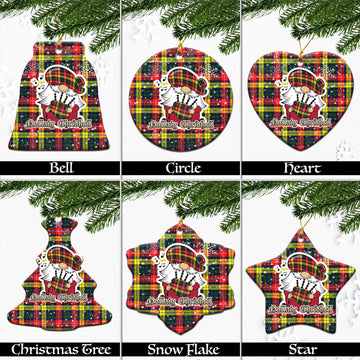 Dewar Tartan Christmas Ceramic Ornaments with Scottish Gnome Playing Bagpipes Ceramic - Tartan Vibes Clothing