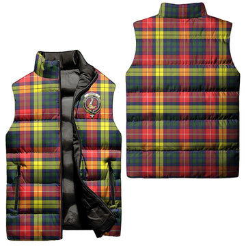 Dewar Tartan Sleeveless Puffer Jacket with Family Crest Unisex - Tartan Vibes Clothing
