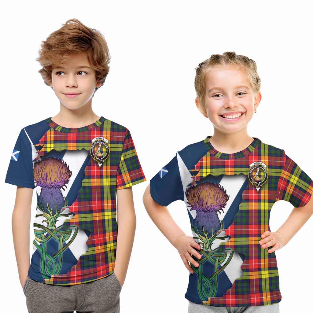 Dewar Tartan Family Crest Kid T-Shirt Scottish Thistle Celtic Inspired Youth XL Size14 - Tartan Vibes Clothing