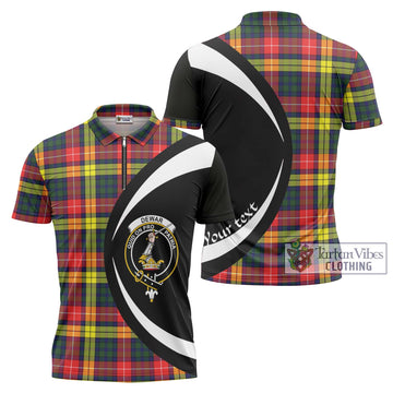 Dewar Tartan Zipper Polo Shirt with Family Crest Circle Style Unisex - Tartan Vibes Clothing