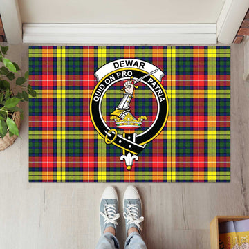Dewar Tartan Rubber Doormat with Family Crest L 60*90cm - Tartan Vibes Clothing