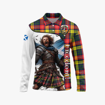 Dewar Crest Tartan Long Sleeve Polo Shirt Inspired by the Freedom of Scottish Warrior Unisex - Tartan Vibes Clothing