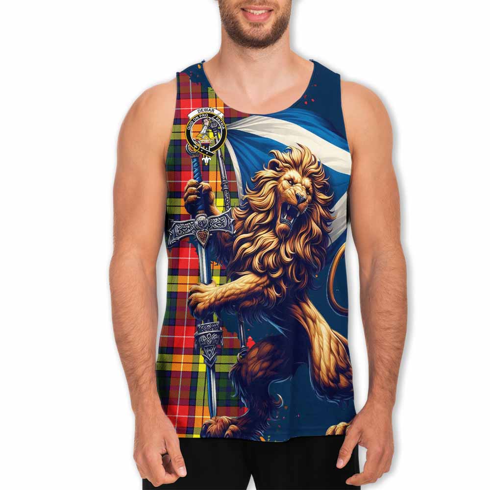 Dewar Tartan Family Crest Men's Tank Top with Scottish Majestic Lion Men - Tartan Vibes Clothing