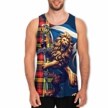 Dewar Tartan Family Crest Men's Tank Top with Scottish Majestic Lion Men - Tartan Vibes Clothing
