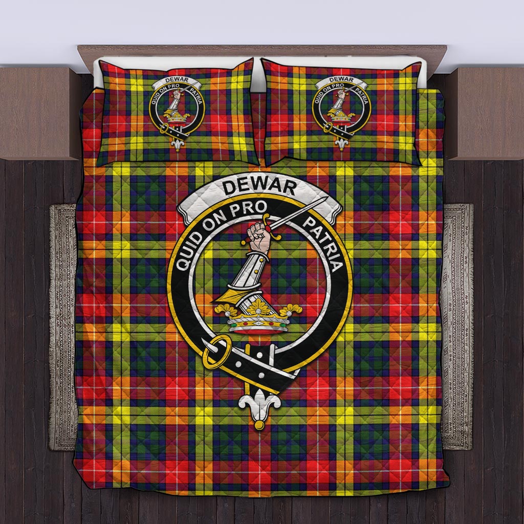 Dewar Tartan Quilt Bed Set with Family Crest King - Tartan Vibes Clothing