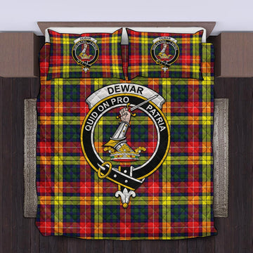 Dewar Tartan Quilt Bed Set with Family Crest King - Tartan Vibes Clothing
