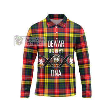 Dewar Tartan Long Sleeve Polo Shirt with Family Crest DNA In Me Style Unisex - Tartan Vibes Clothing