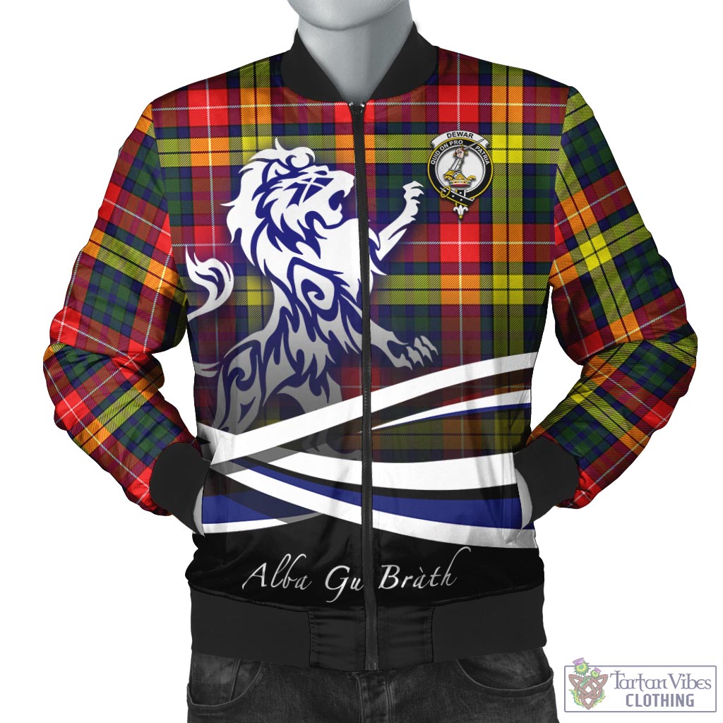 Dewar Tartan Bomber Jacket with Alba Gu Brath Regal Lion Emblem Unisex - Tartan Vibes Clothing