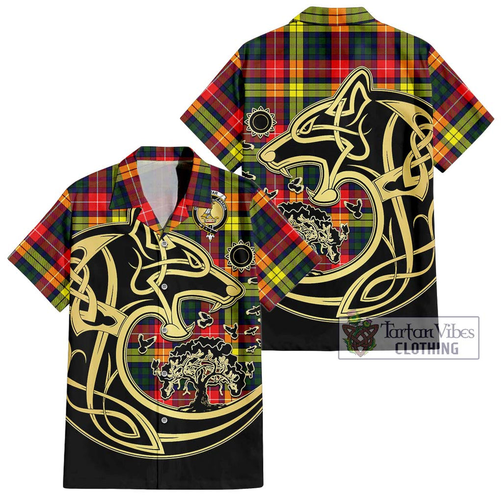 Dewar Tartan Hawaiian Shirt with Family Crest Celtic Wolf Style Kid - Tartan Vibes Clothing