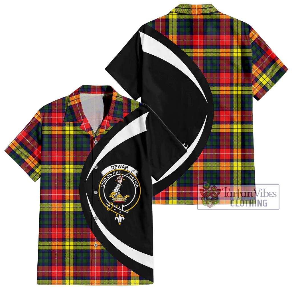 Dewar Tartan Hawaiian Shirt with Family Crest Circle Style Kid - Tartan Vibes Clothing