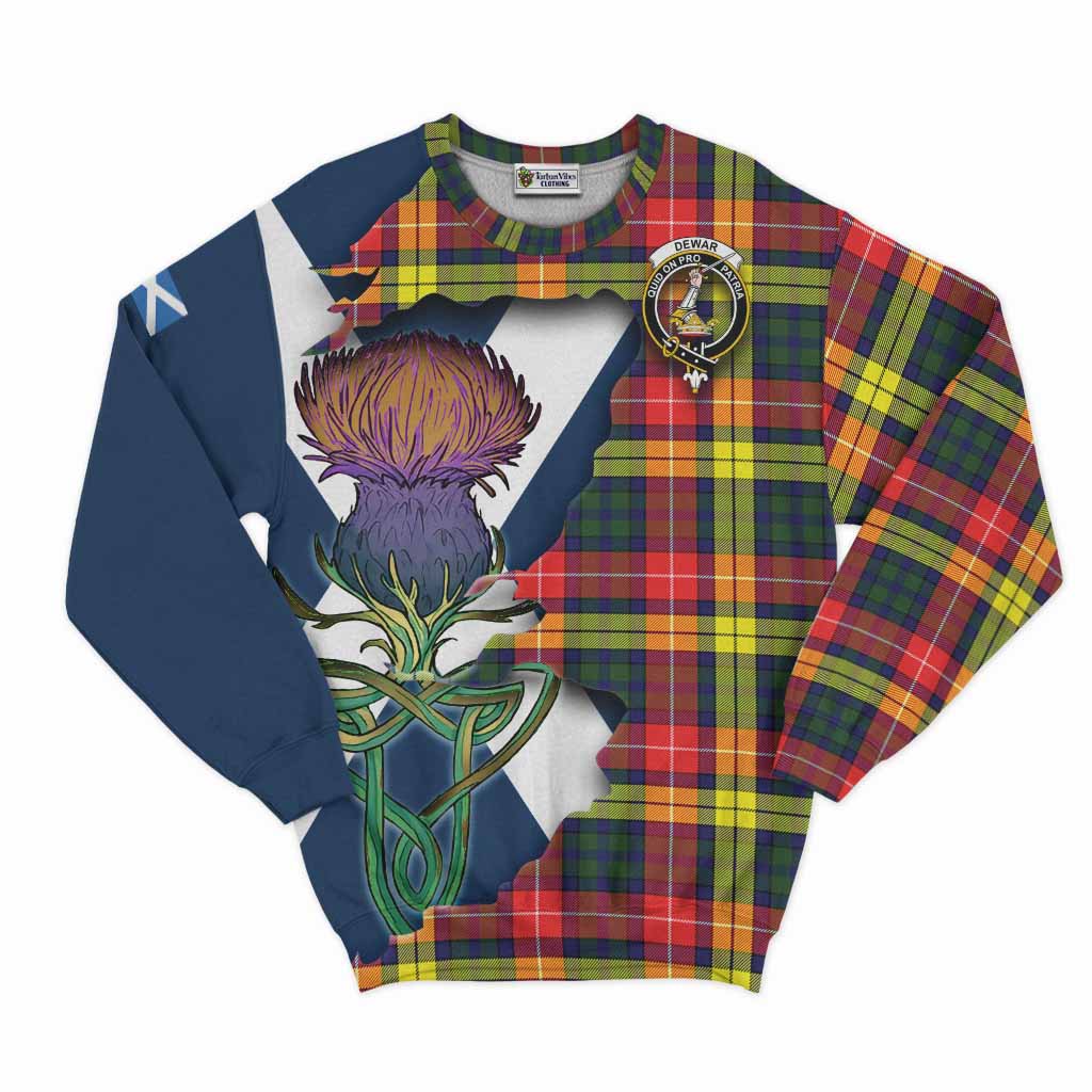 Dewar Tartan Family Crest Sweatshirt Scottish Thistle Celtic Inspired Unisex - Tartan Vibes Clothing