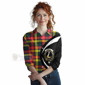 Dewar Tartan Women's Casual Shirt with Family Crest Circle Style Female - Tartan Vibes Clothing