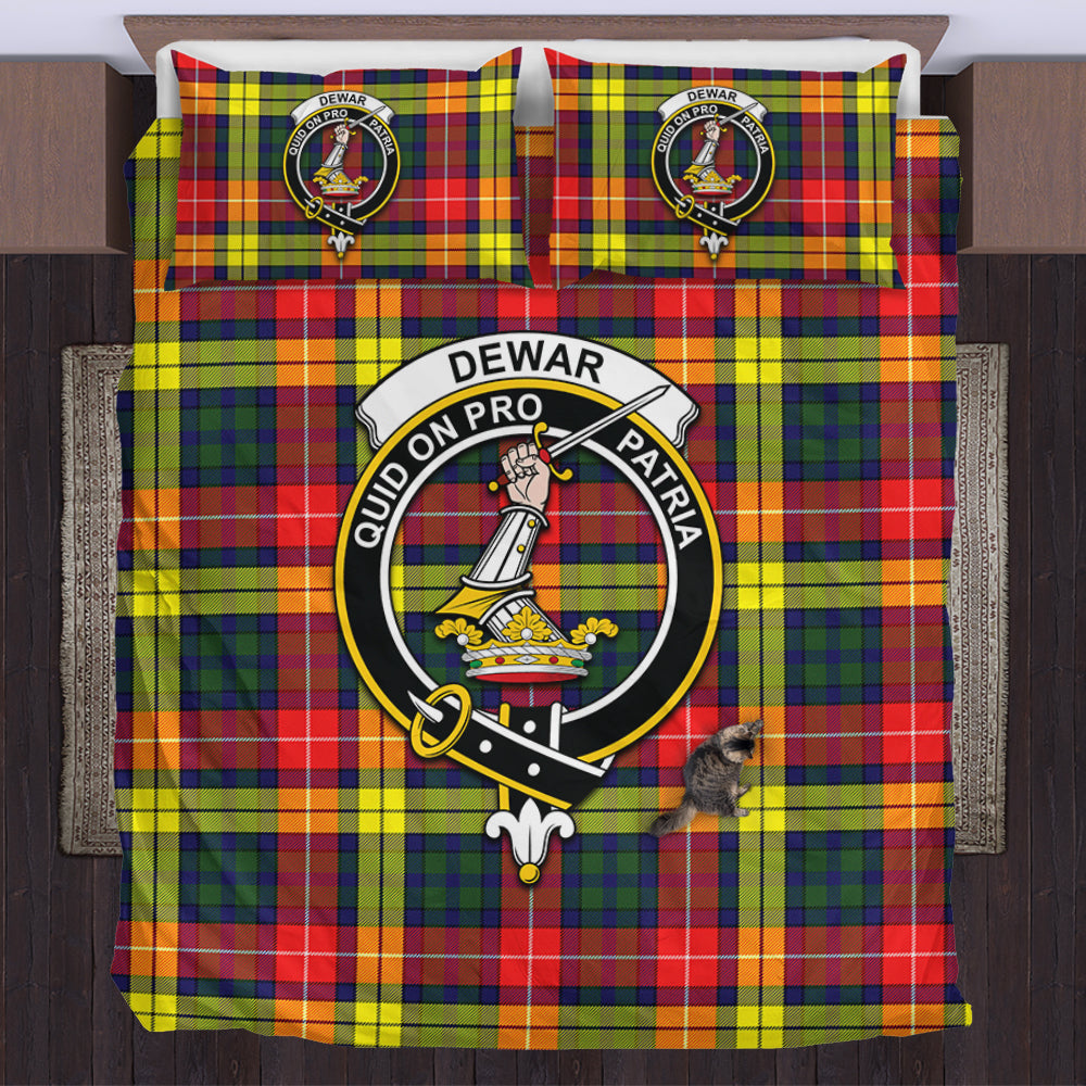 Dewar Tartan Bedding Set with Family Crest US Bedding Set - Tartan Vibes Clothing