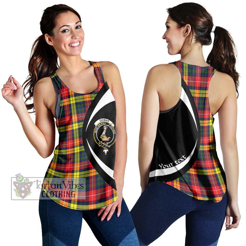 Dewar Tartan Women's Racerback Tanks with Family Crest Circle Style 4XL - Tartan Vibes Clothing
