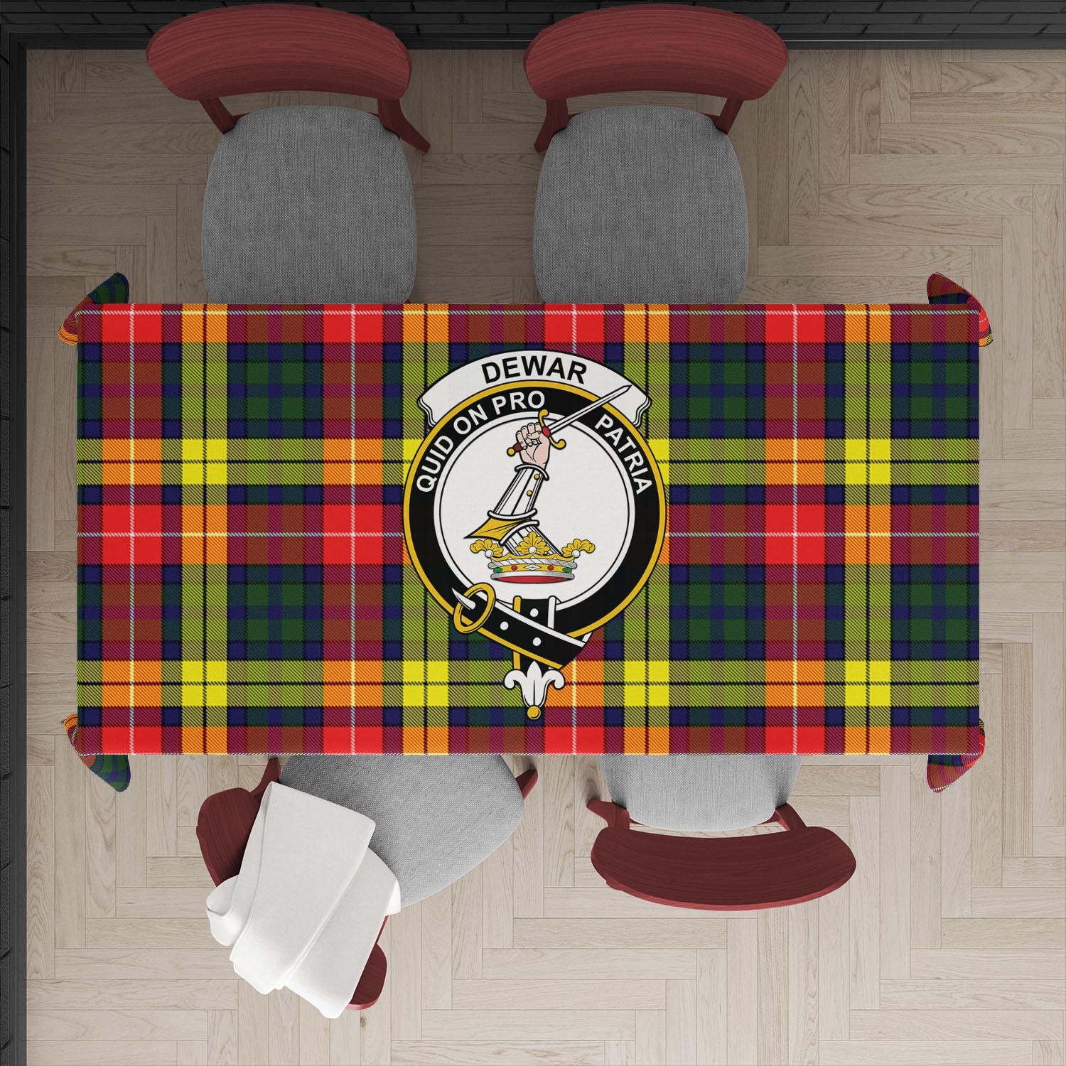 Dewar Tartan Tablecloth with Family Crest XL 57.1"x70.9"(145x180cm) - Tartan Vibes Clothing