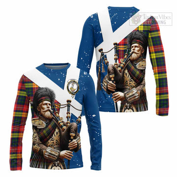 Dewar Tartan Long Sleeve T-Shirt with Family Crest Scottish Bagpiper Vibes Unisex - Tartan Vibes Clothing