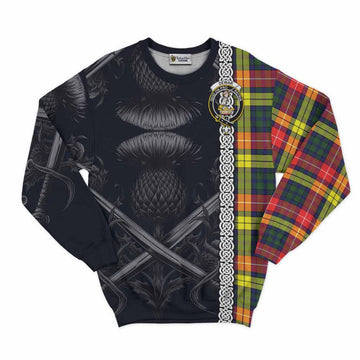 Dewar Tartan Sweatshirt with Family Crest Cross Sword Thistle Celtic Vibes Unisex - Tartan Vibes Clothing