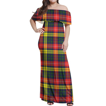Dewar Tartan Off Shoulder Long Dress Women's Dress - Tartan Vibes Clothing