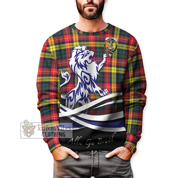 Dewar Tartan Sweatshirt with Alba Gu Brath Regal Lion Emblem Unisex - Tartan Vibes Clothing