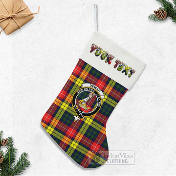 Dewar Tartan Family Crest Christmas Stocking with Personalized Text - Tartan Vibes Clothing