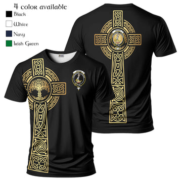Dewar Clan Mens T-Shirt with Golden Celtic Tree Of Life