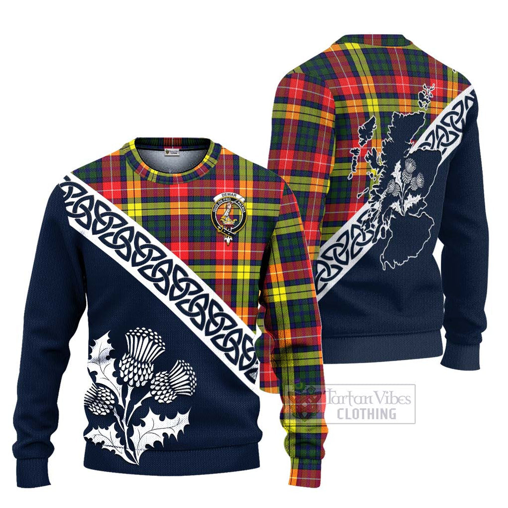 Dewar Tartan Ugly Sweater Featuring Thistle and Scotland Map Unisex - Tartan Vibes Clothing