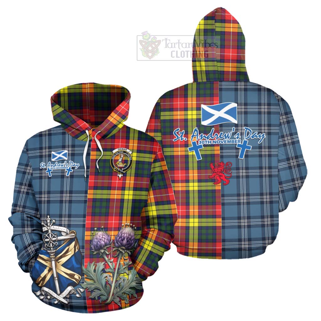 Dewar Tartan Hoodie Happy St. Andrew's Day Half Tartan Style Zip Hoodie - Tartan Vibes Clothing