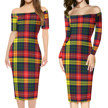 Dewar Tartan Off Shoulder Lady Dress Women's Dress - Tartan Vibes Clothing