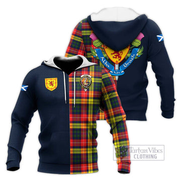 Dewar Tartan Knitted Hoodie Alba with Scottish Lion Royal Arm Half Style Unisex Knitted Pullover Hoodie - Tartan Vibes Clothing