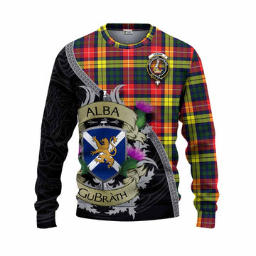 Dewar Tartan Family Crest Knitted Sweater Lion Rampant Royal Thistle Shield Celtic Inspired Unisex - Tartan Vibes Clothing