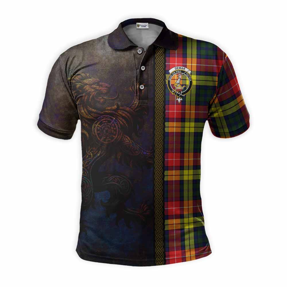 Dewar Tartan Family Crest Polo Shirt Alba Gu Brath Be Brave Lion Ancient Style Kid - Tartan Vibes Clothing