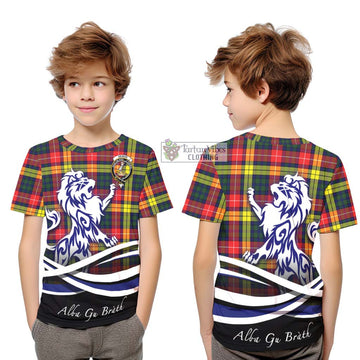 Dewar Tartan Kid T-Shirt with Alba Gu Brath Regal Lion Emblem Youth XL Size14 - Tartan Vibes Clothing