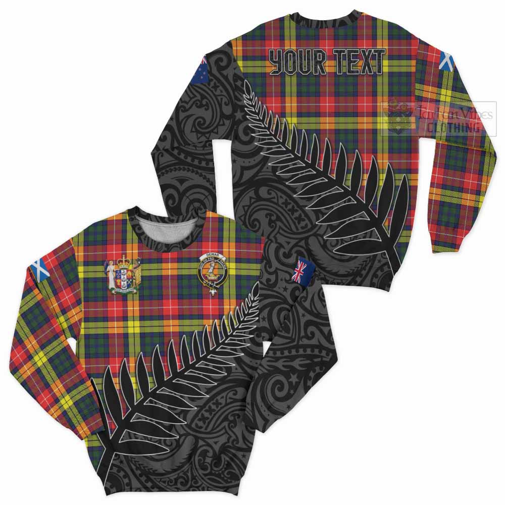 Dewar Crest Tartan Sweatshirt with New Zealand Silver Fern Half Style Unisex - Tartan Vibes Clothing