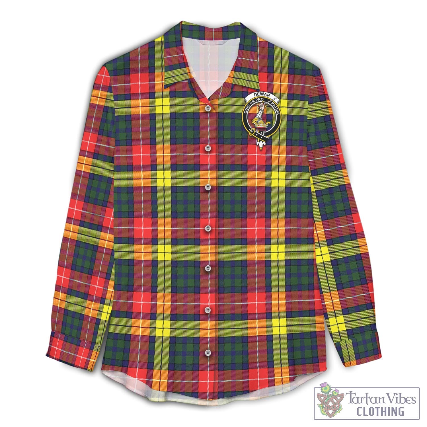 Dewar Tartan Women's Casual Shirt with Family Crest Female - Tartan Vibes Clothing