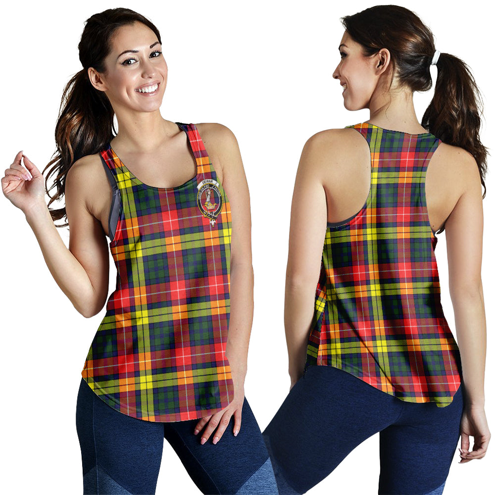 Dewar Tartan Women Racerback Tanks with Family Crest 4XL - Tartan Vibes Clothing