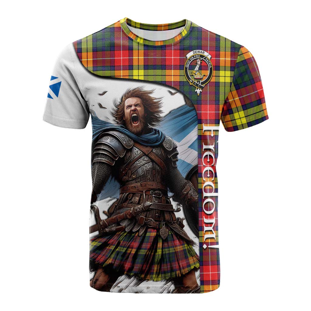 Dewar Crest Tartan Cotton T-shirt Inspired by the Freedom of Scottish Warrior Kid's Shirt - Tartan Vibes Clothing