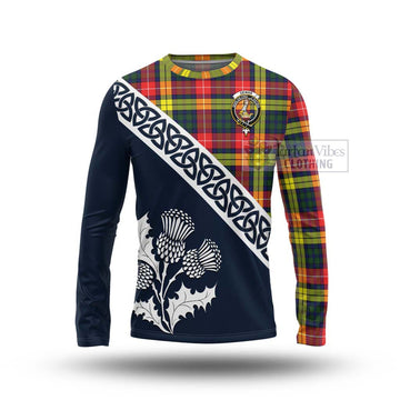 Dewar Tartan Long Sleeve T-Shirt Featuring Thistle and Scotland Map Unisex - Tartan Vibes Clothing