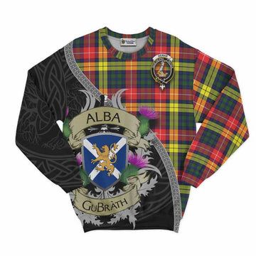Dewar Tartan Family Crest Sweatshirt Lion Rampant Royal Thistle Shield Celtic Inspired Unisex - Tartan Vibes Clothing
