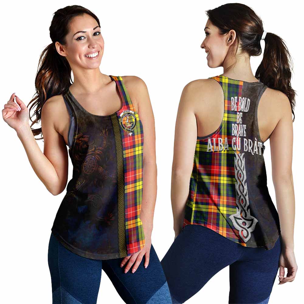 Dewar Tartan Family Crest Women's Racerback Tanks Alba Gu Brath Be Brave Lion Ancient Style 4XL - Tartan Vibes Clothing
