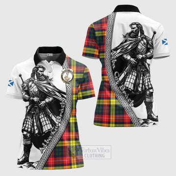 Dewar Tartan Clan Crest Women's Polo Shirt with Highlander Warrior Celtic Style Women - Tartan Vibes Clothing