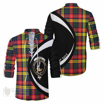 Dewar Tartan Ghillie Kilt Shirt with Family Crest Circle Style Men - Tartan Vibes Clothing