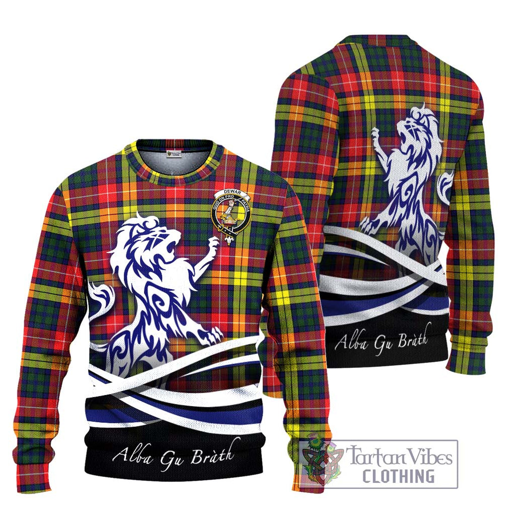 Dewar Tartan Ugly Sweater with Alba Gu Brath Regal Lion Emblem Unisex - Tartan Vibes Clothing