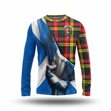 Dewar Tartan Long Sleeve T-Shirt with Family Crest Scotland Patriotic Style Unisex - Tartan Vibes Clothing