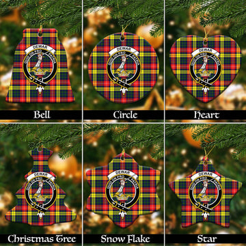 Dewar Tartan Christmas Ceramic Ornaments with Family Crest Ceramic - Tartan Vibes Clothing